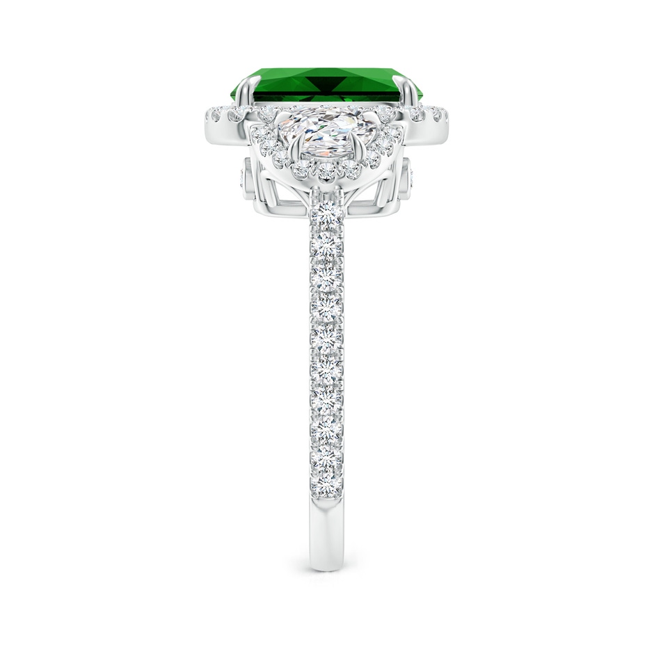 10x8mm Labgrown Lab-Grown Cushion Emerald and Half Moon Diamond Halo Ring in P950 Platinum side 299