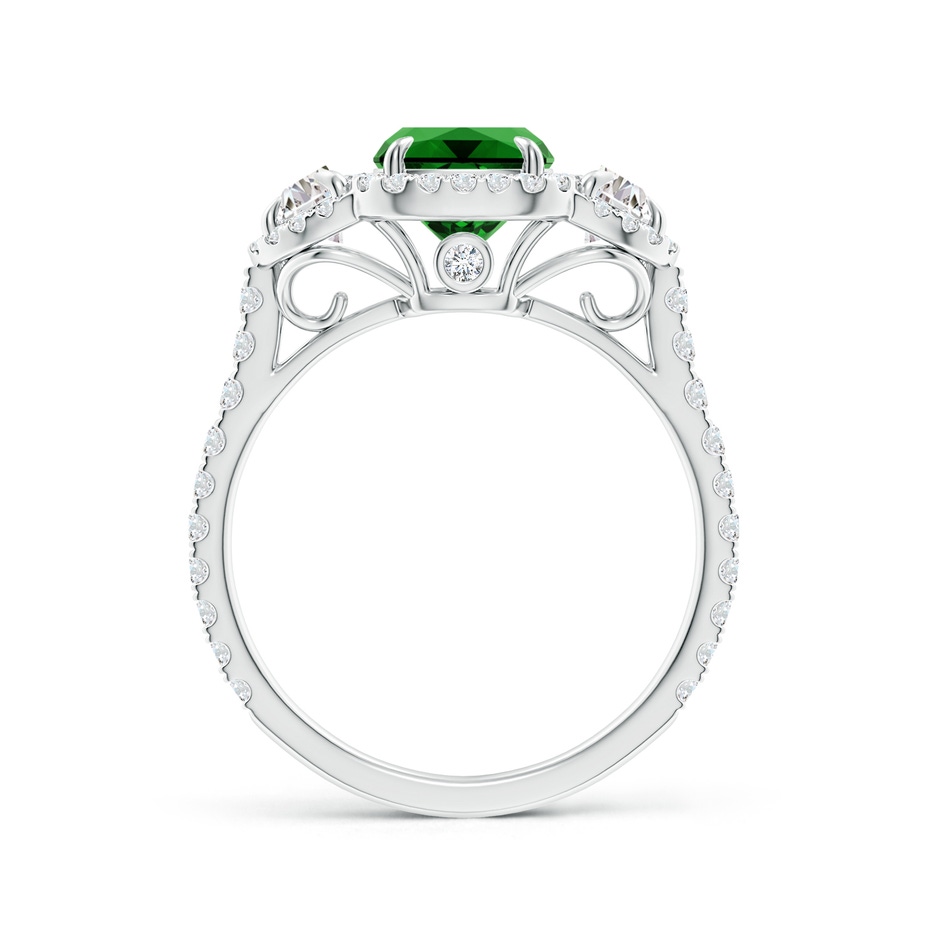8x6mm Labgrown Lab-Grown Cushion Emerald and Half Moon Diamond Halo Ring in P950 Platinum side 199
