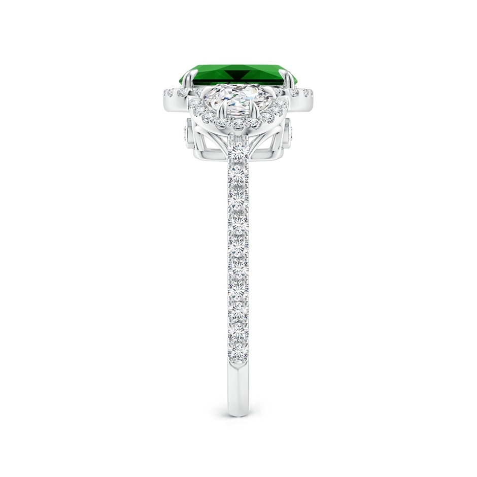 8x6mm Labgrown Lab-Grown Cushion Emerald and Half Moon Diamond Halo Ring in White Gold side 299