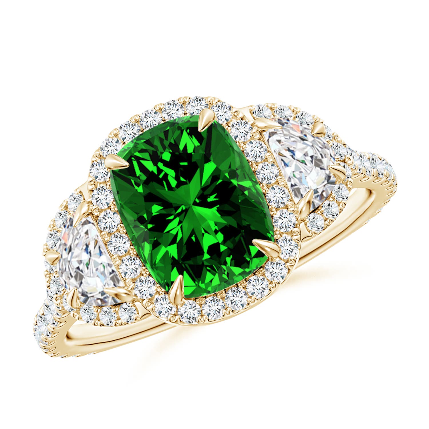 Premium - Lab-Grown Emerald / 2.27 CT / 14 KT Yellow Gold