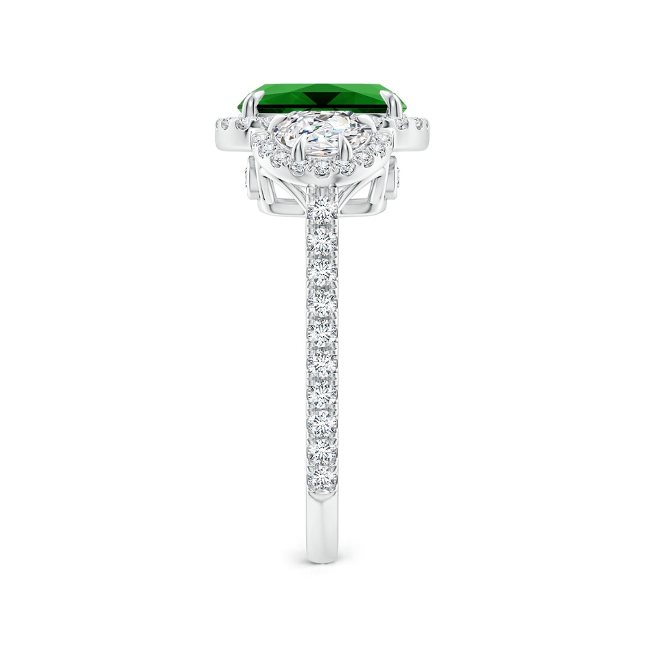 9x7mm Labgrown Lab-Grown Cushion Emerald and Half Moon Diamond Halo Ring in P950 Platinum side 299