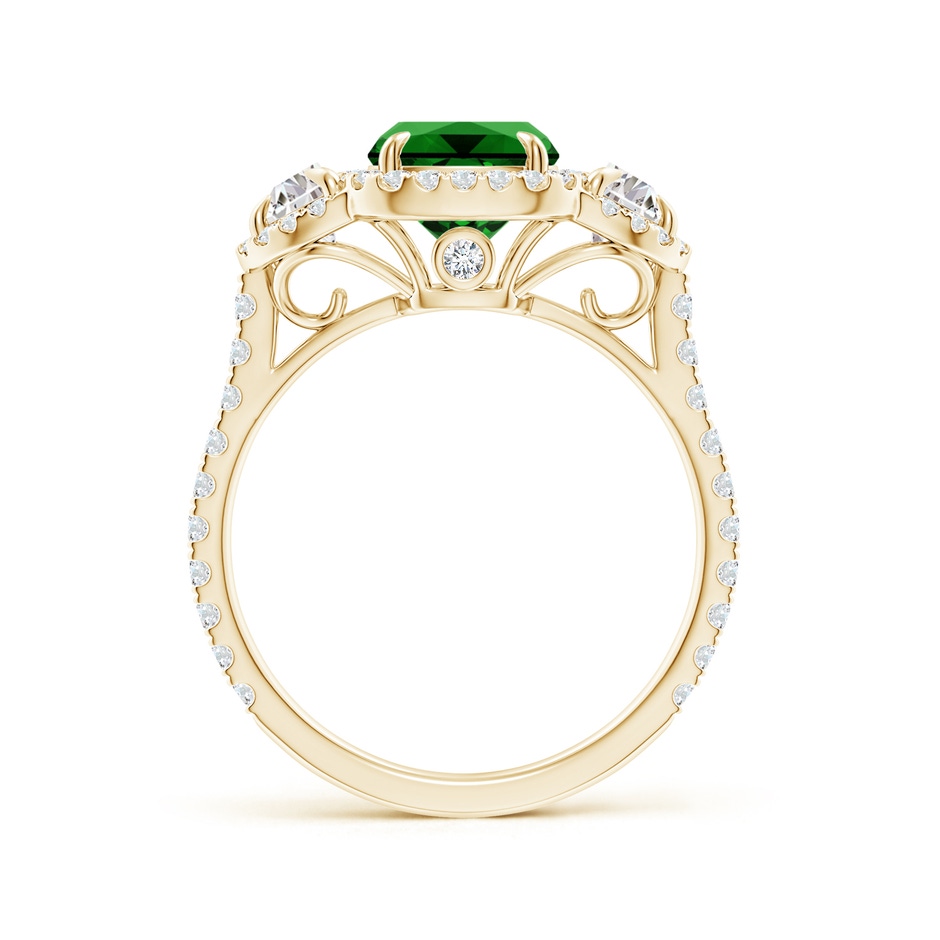 9x7mm Labgrown Lab-Grown Cushion Emerald and Half Moon Diamond Halo Ring in Yellow Gold side 199