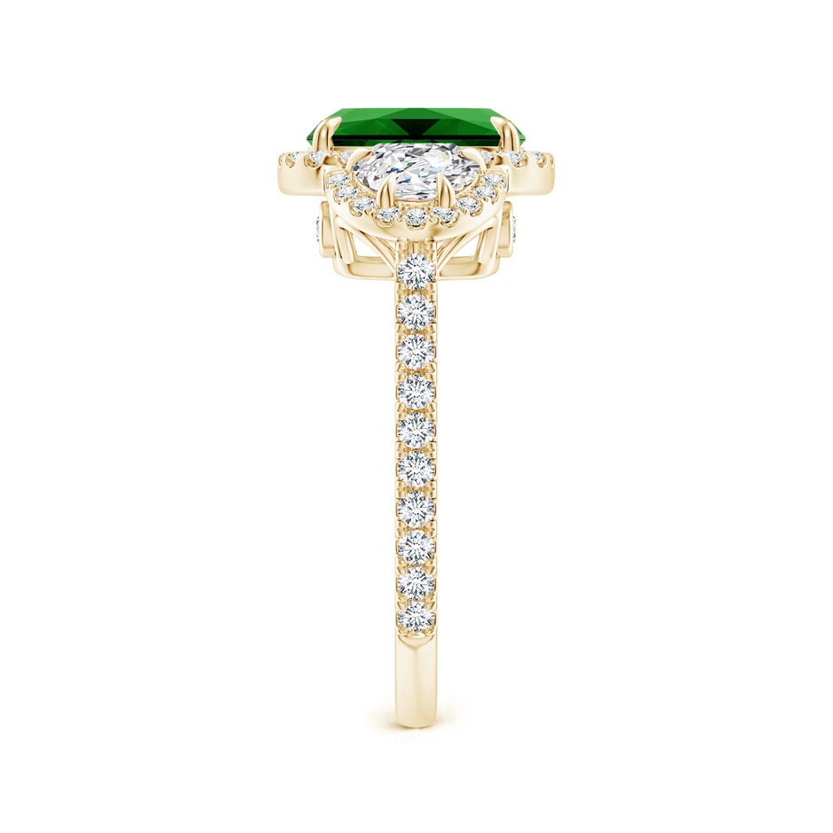 9x7mm Labgrown Lab-Grown Cushion Emerald and Half Moon Diamond Halo Ring in Yellow Gold side 299