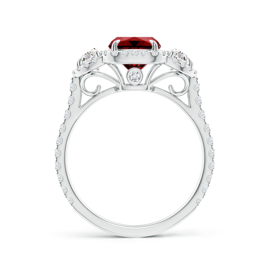 8x6mm Labgrown Lab-Grown Cushion Ruby and Half Moon Diamond Halo Ring in P950 Platinum side 199
