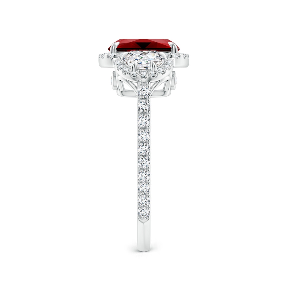8x6mm Labgrown Lab-Grown Cushion Ruby and Half Moon Diamond Halo Ring in P950 Platinum side 299