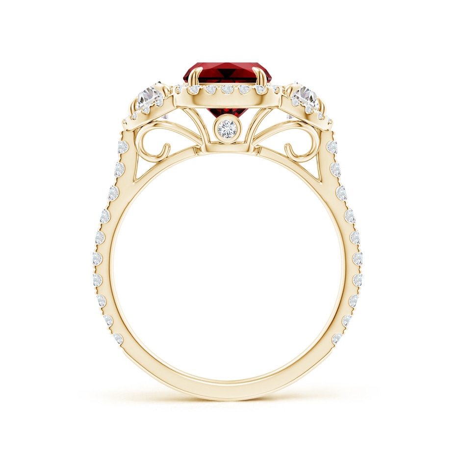 8x6mm Labgrown Lab-Grown Cushion Ruby and Half Moon Diamond Halo Ring in Yellow Gold side 199