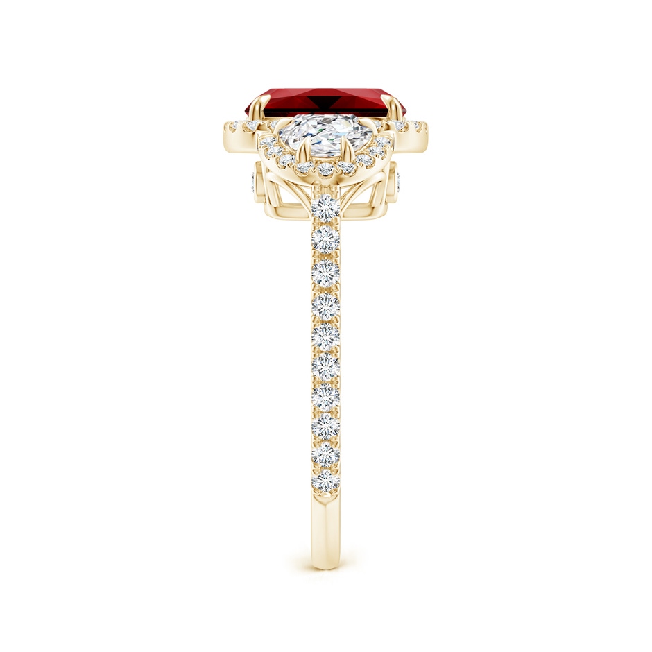 8x6mm Labgrown Lab-Grown Cushion Ruby and Half Moon Diamond Halo Ring in Yellow Gold side 299