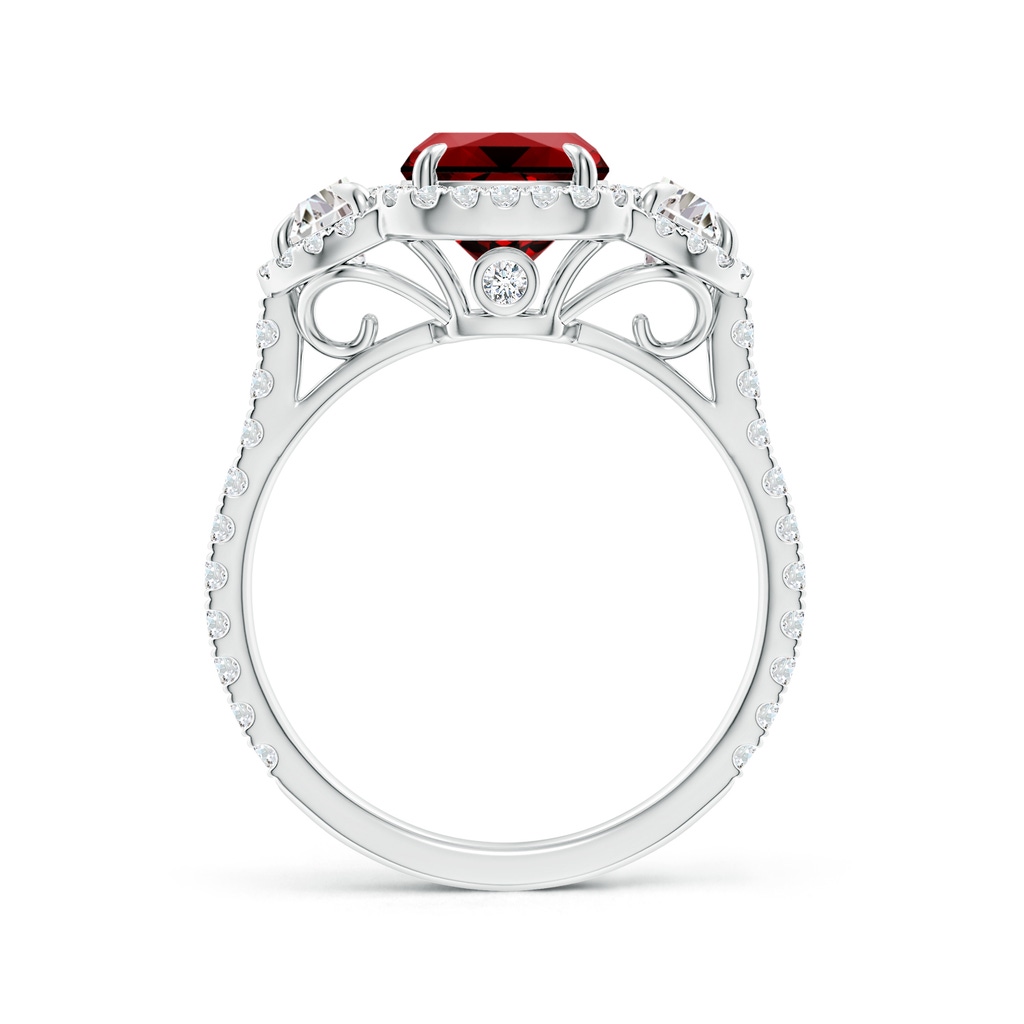 9x7mm Labgrown Lab-Grown Cushion Ruby and Half Moon Diamond Halo Ring in White Gold Side 199