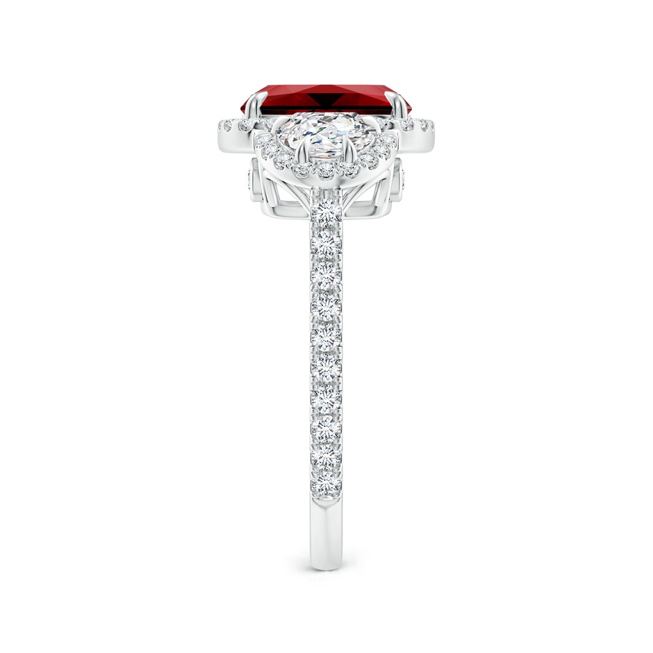 9x7mm Labgrown Lab-Grown Cushion Ruby and Half Moon Diamond Halo Ring in White Gold side 299