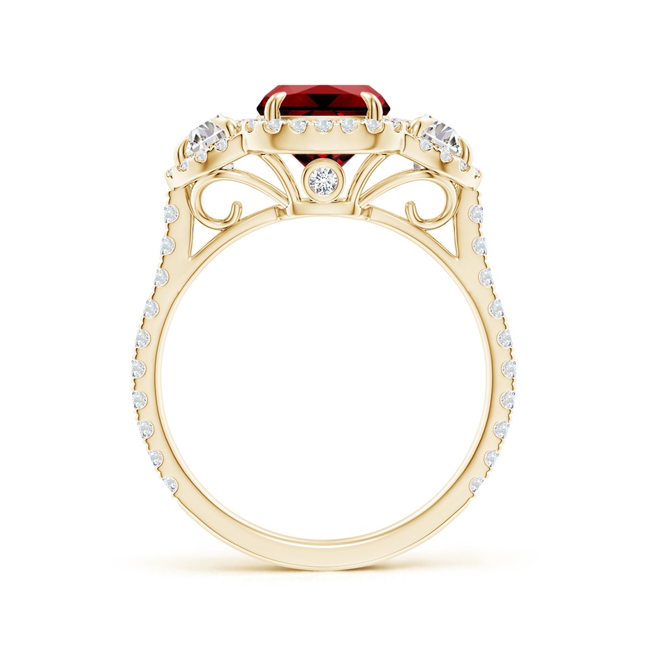 9x7mm Labgrown Lab-Grown Cushion Ruby and Half Moon Diamond Halo Ring in Yellow Gold side 199