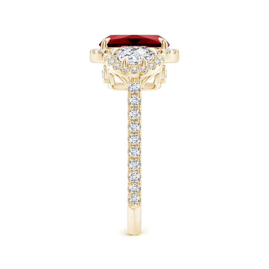 9x7mm Labgrown Lab-Grown Cushion Ruby and Half Moon Diamond Halo Ring in Yellow Gold side 299
