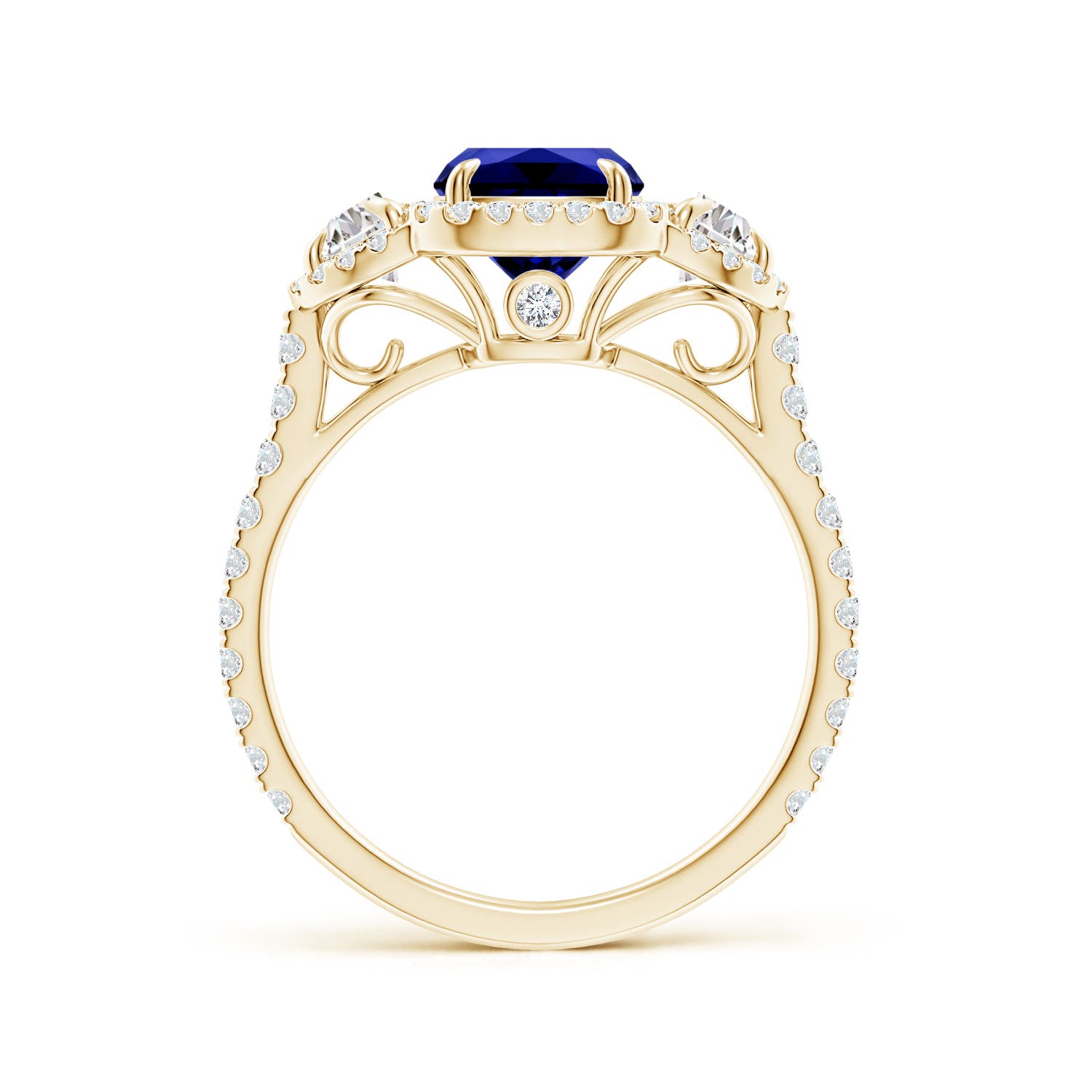 Premium - Lab-Grown Blue Sapphire / 2.52 CT / 14 KT Yellow Gold