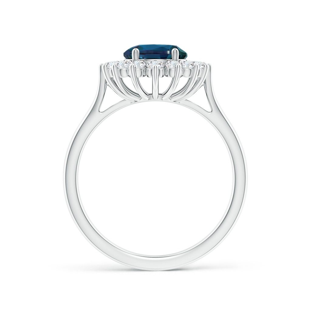 9x7mm Labgrown Oval Lab-Grown Alexandrite Ring with Floral Diamond Halo in White Gold - side 199