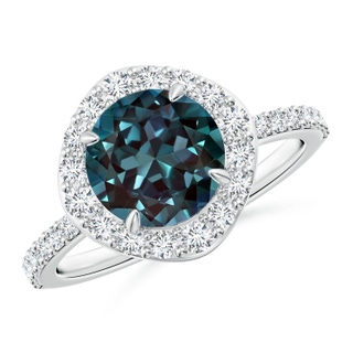 8mm Labgrown Vintage Style Claw-Set Round Lab-Grown Alexandrite Halo Ring in P950 Platinum