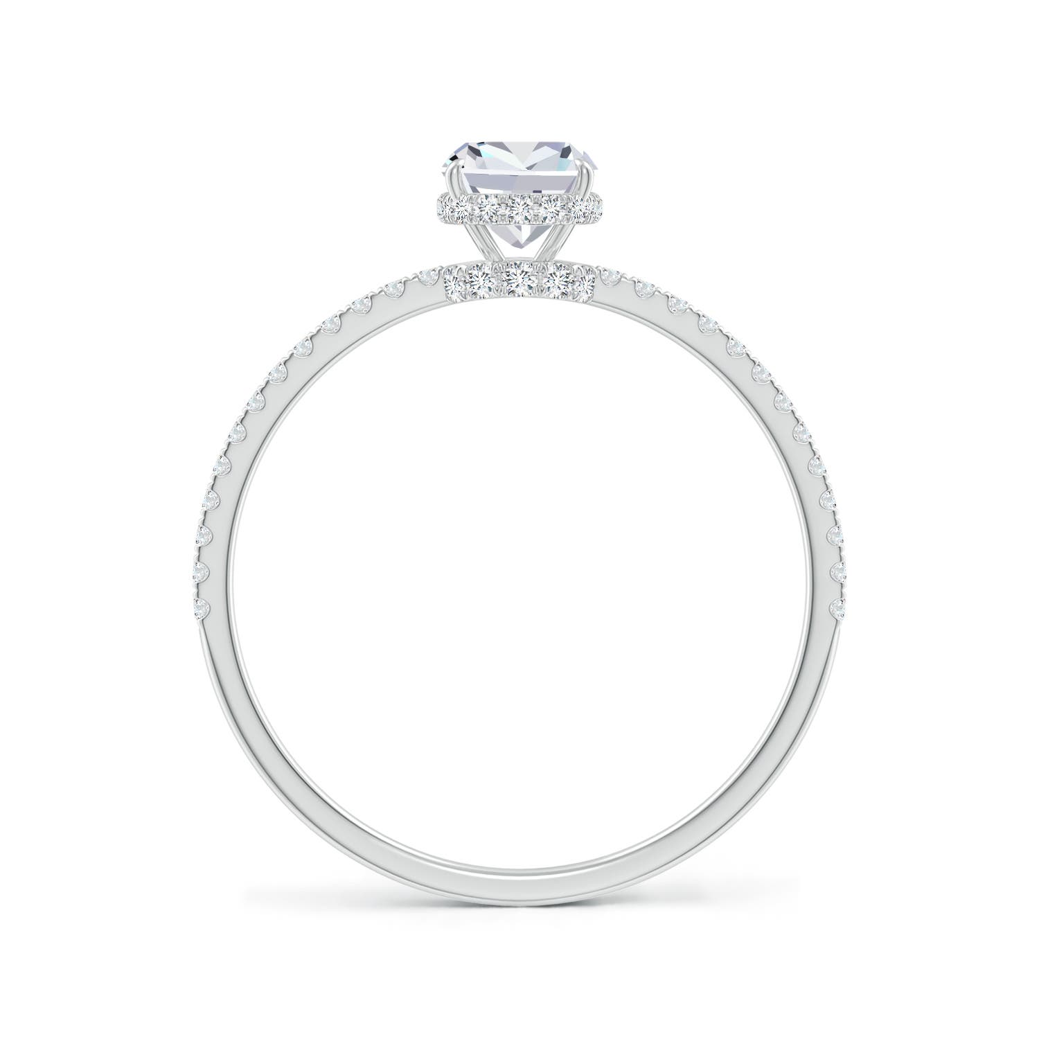 6x4mm FGVS Lab-Grown Thin Shank Cushion Diamond Ring with Diamond Accents in White Gold - side 3