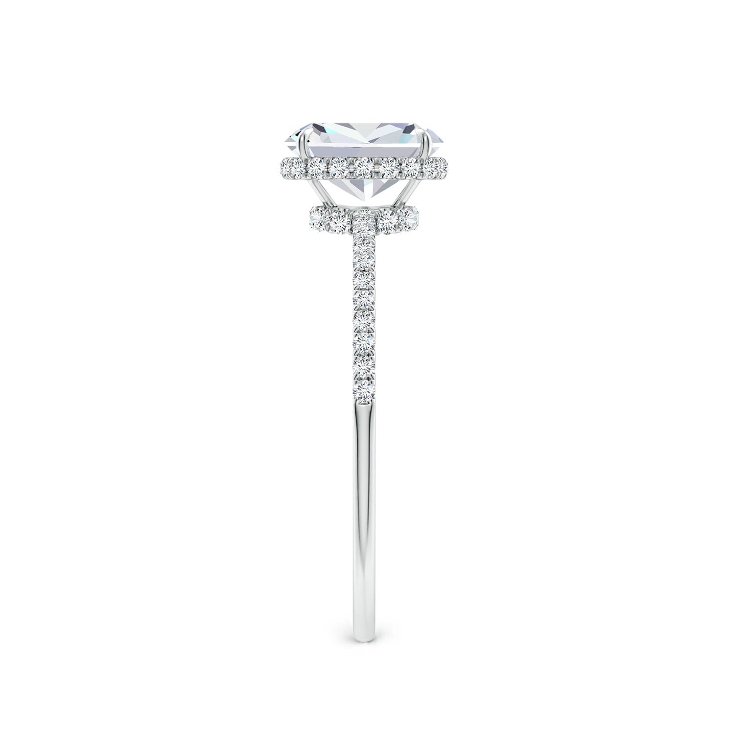 6x4mm FGVS Lab-Grown Thin Shank Cushion Diamond Ring with Diamond Accents in White Gold - side 4