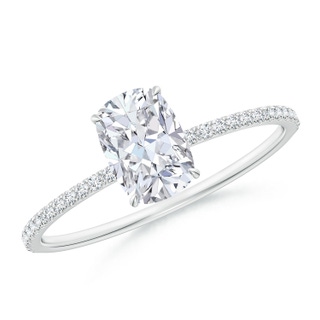 7x5mm FGVS Lab-Grown Thin Shank Cushion Diamond Ring with Diamond Accents in P950 Platinum