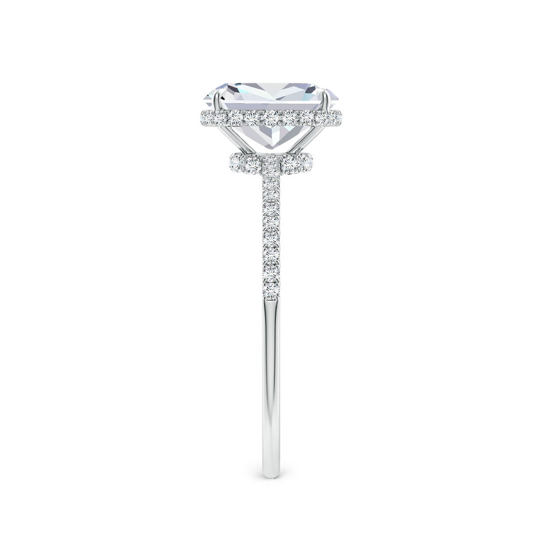 7x5mm FGVS Lab-Grown Thin Shank Cushion Diamond Ring with Diamond Accents in White Gold - side 4