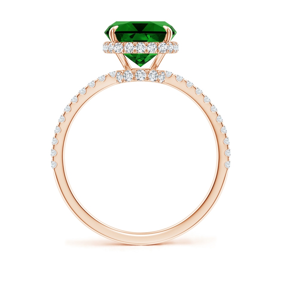 10x8mm Labgrown Lab-Grown Thin Shank Cushion Emerald Ring with Diamond Accents in Rose Gold side 199