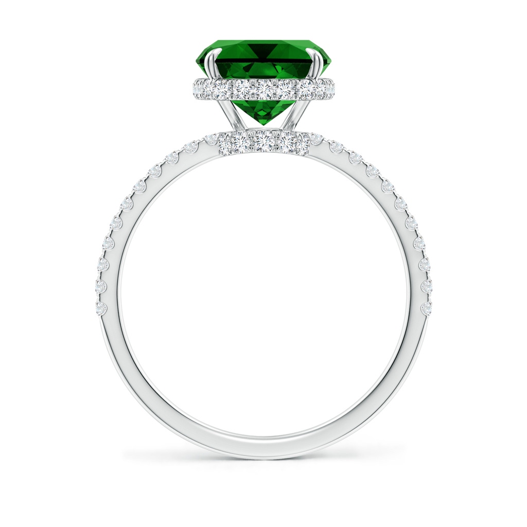 10x8mm Labgrown Lab-Grown Thin Shank Cushion Emerald Ring with Diamond Accents in White Gold - side 199