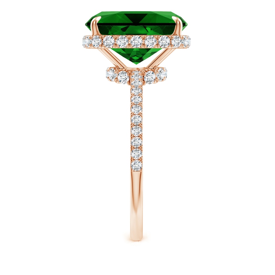 12x10mm Labgrown Lab-Grown Thin Shank Cushion Emerald Ring with Diamond Accents in Rose Gold side 299