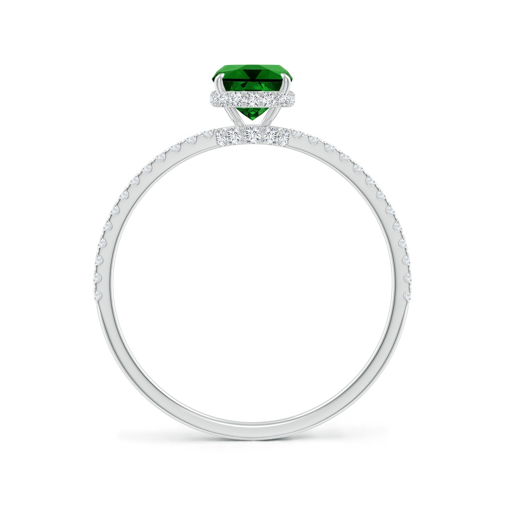 7x5mm Labgrown Lab-Grown Thin Shank Cushion Emerald Ring with Diamond Accents in White Gold Side 199
