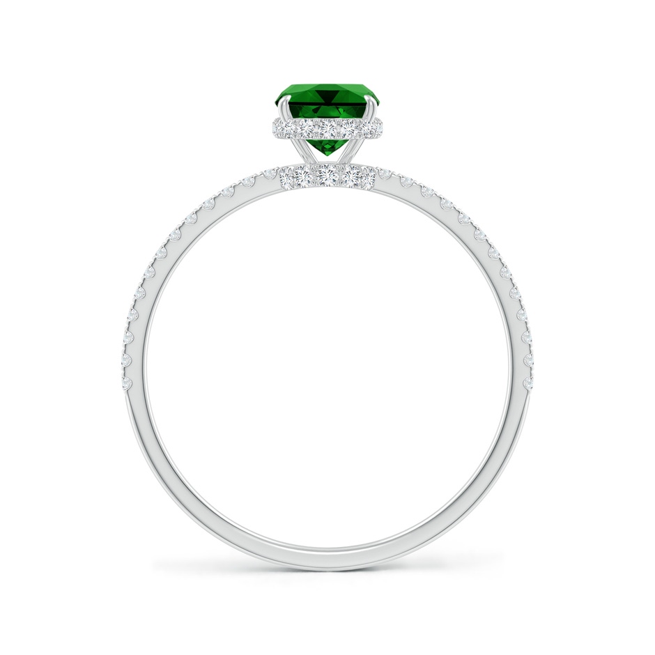 7x5mm Labgrown Lab-Grown Thin Shank Cushion Emerald Ring with Diamond Accents in White Gold side 199