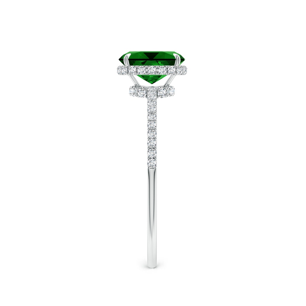 7x5mm Labgrown Lab-Grown Thin Shank Cushion Emerald Ring with Diamond Accents in White Gold Side 299