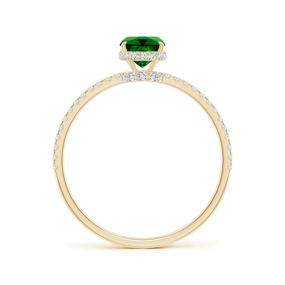 7x5mm Labgrown Lab-Grown Thin Shank Cushion Emerald Ring with Diamond Accents in Yellow Gold side 199