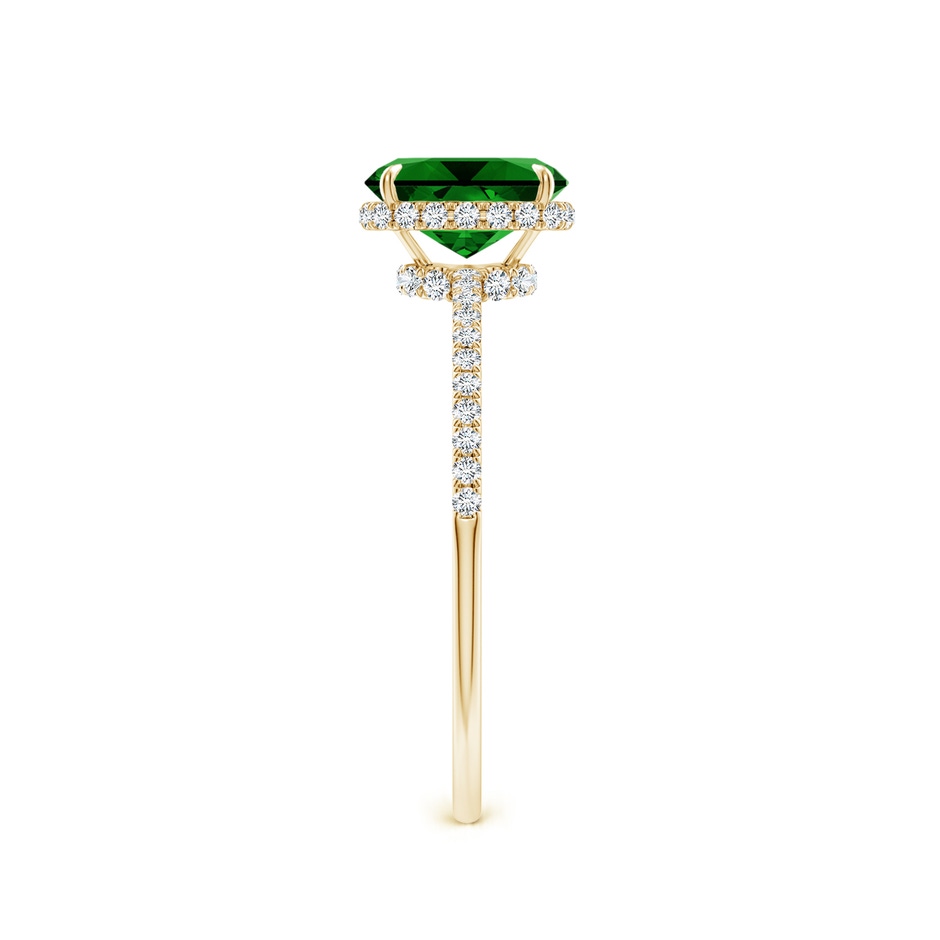 7x5mm Labgrown Lab-Grown Thin Shank Cushion Emerald Ring with Diamond Accents in Yellow Gold side 299