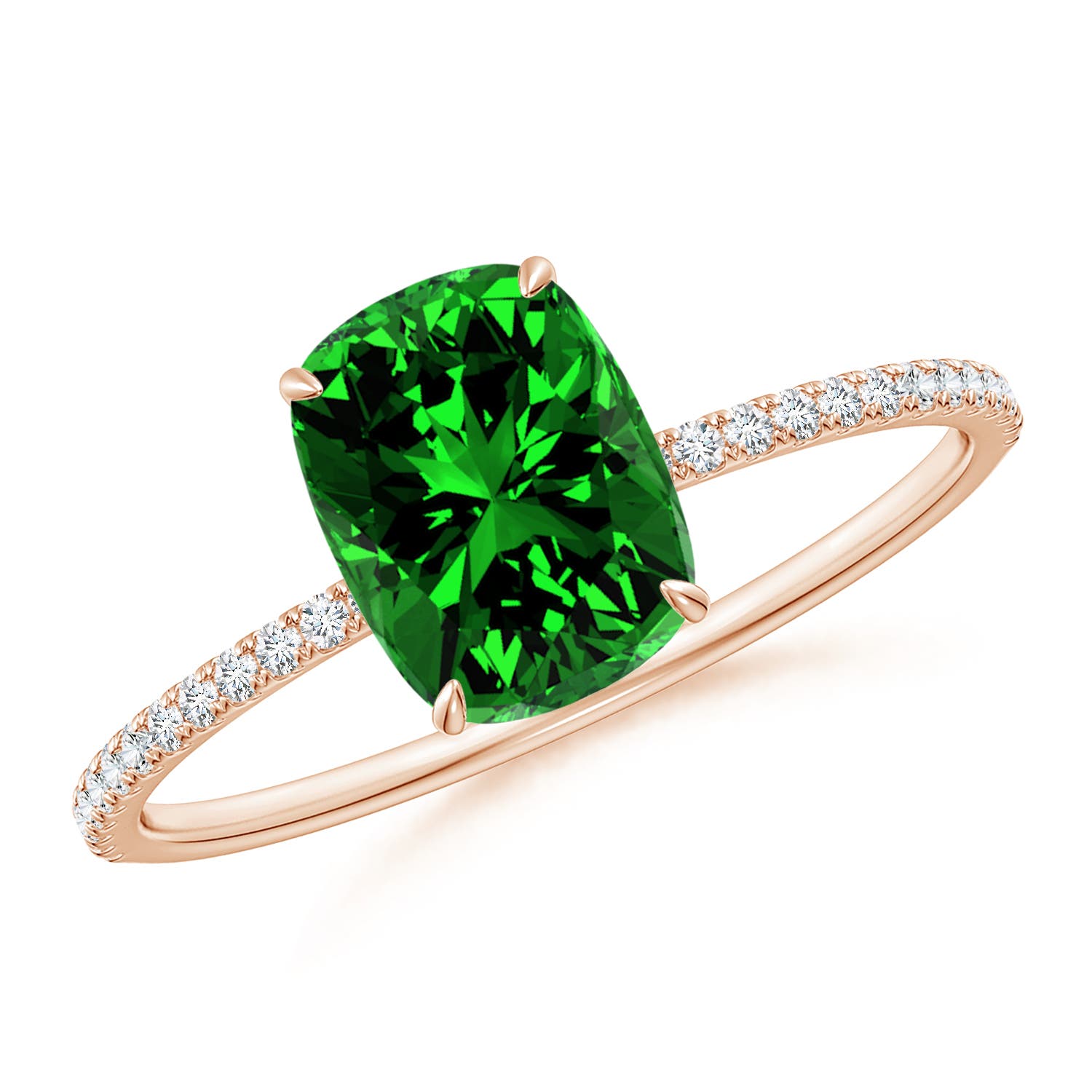 Premium - Lab-Grown Emerald / 1.55 CT / 14 KT Rose Gold