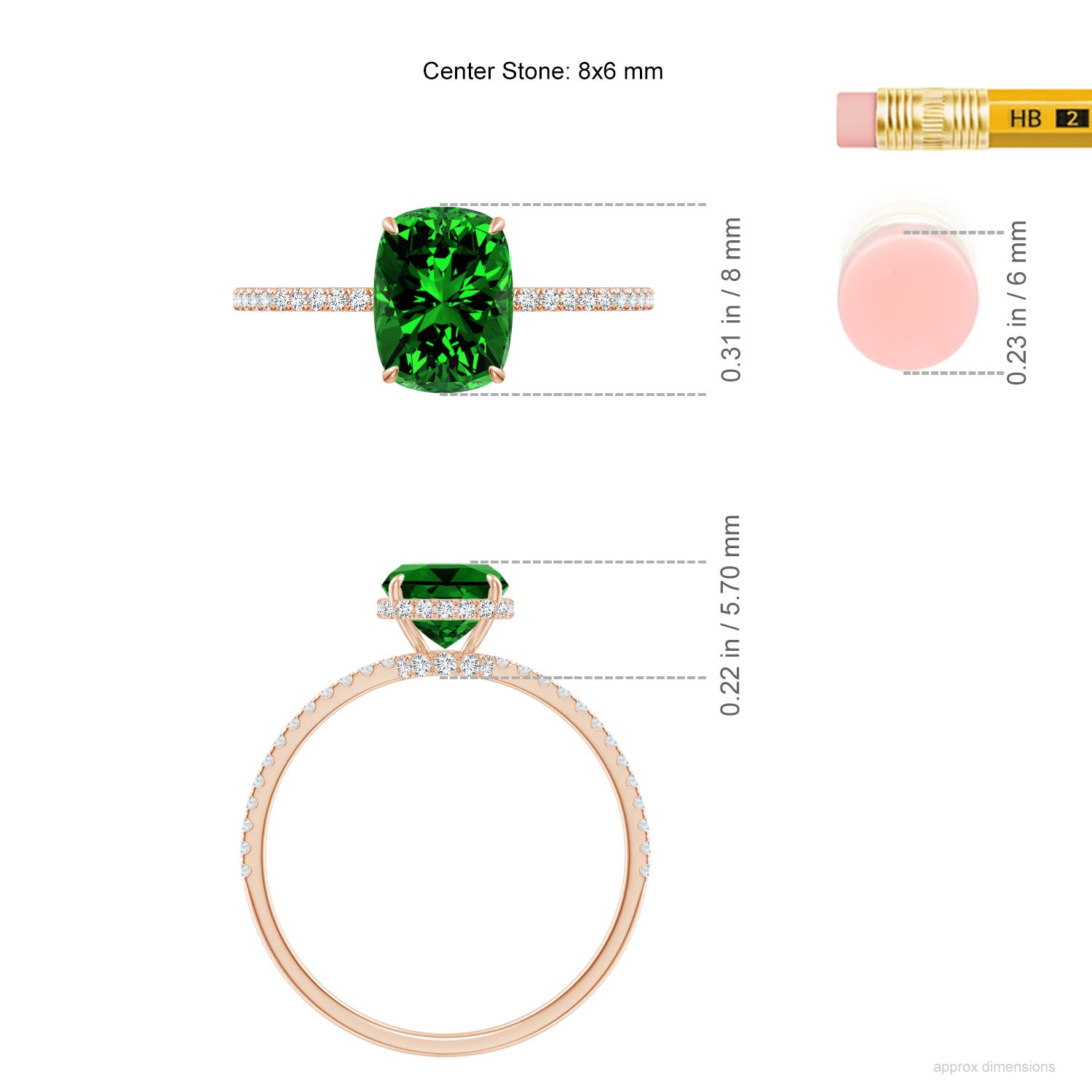 Premium - Lab-Grown Emerald / 1.55 CT / 14 KT Rose Gold