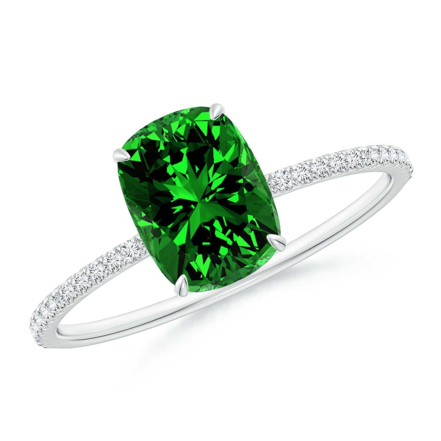 Premium - Lab-Grown Emerald / 1.55 CT / 14 KT White Gold