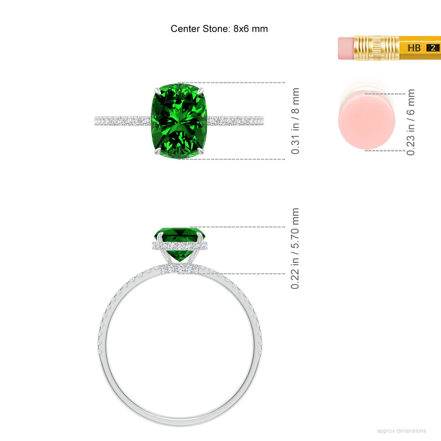 Premium - Lab-Grown Emerald / 1.55 CT / 14 KT White Gold