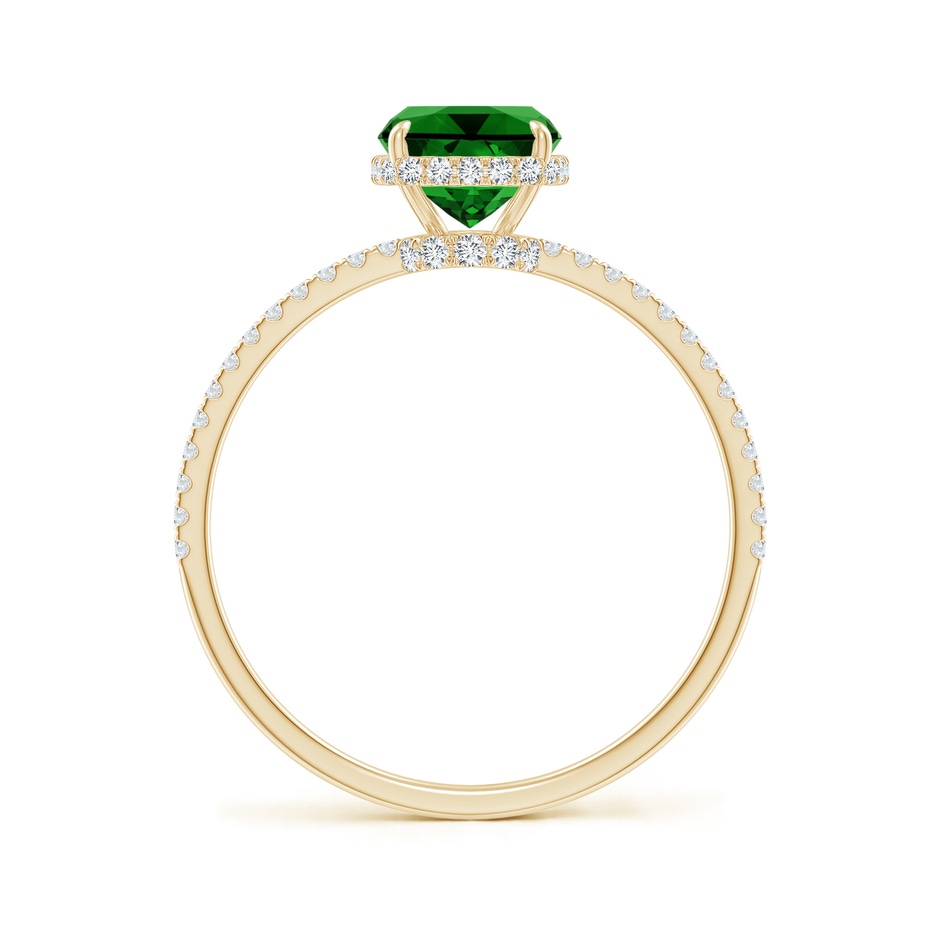8x6mm Labgrown Lab-Grown Thin Shank Cushion Emerald Ring with Diamond Accents in Yellow Gold side 199