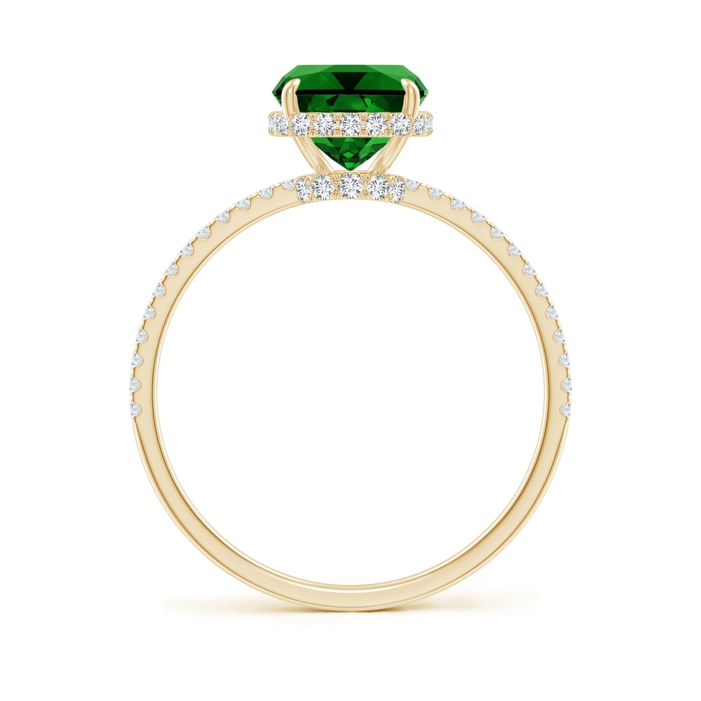 9x7mm Labgrown Lab-Grown Thin Shank Cushion Emerald Ring with Diamond Accents in Yellow Gold Side 199