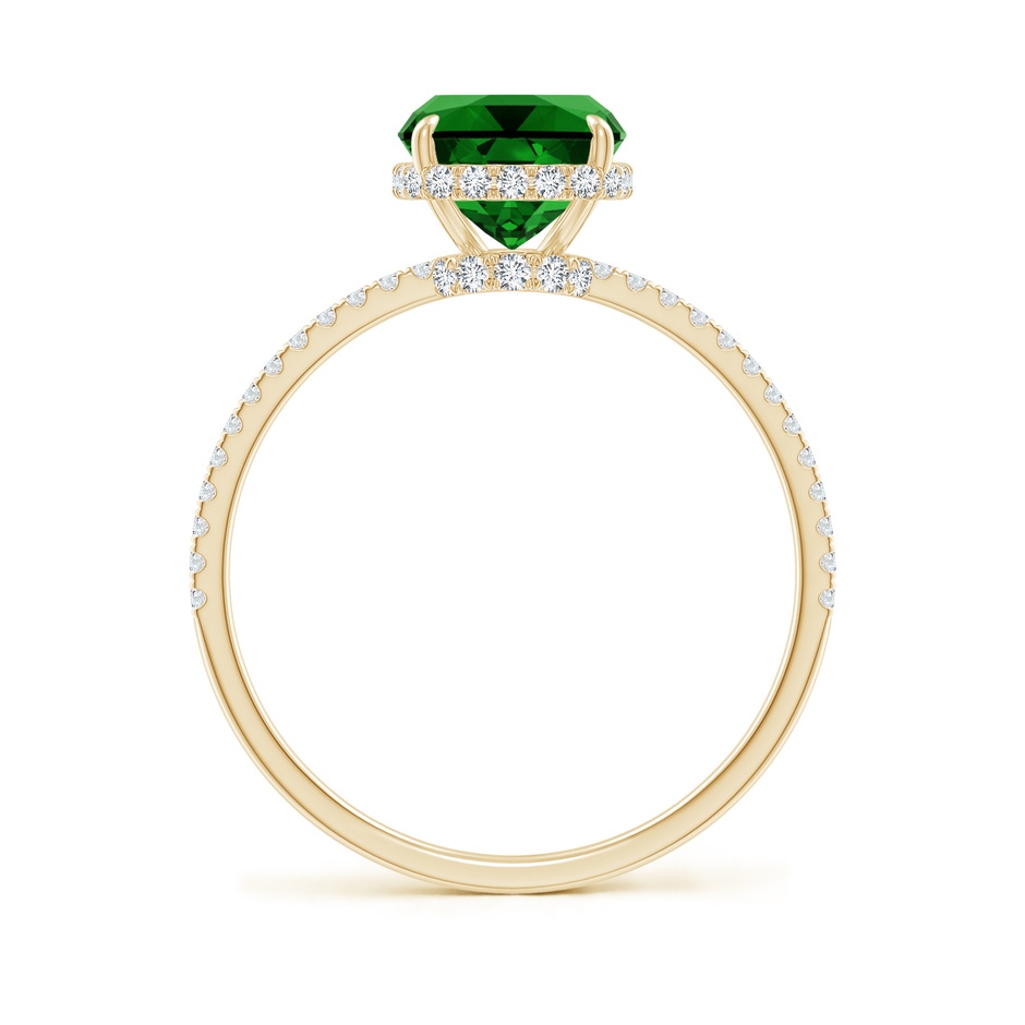 9x7mm Labgrown Lab-Grown Thin Shank Cushion Emerald Ring with Diamond Accents in Yellow Gold side 199