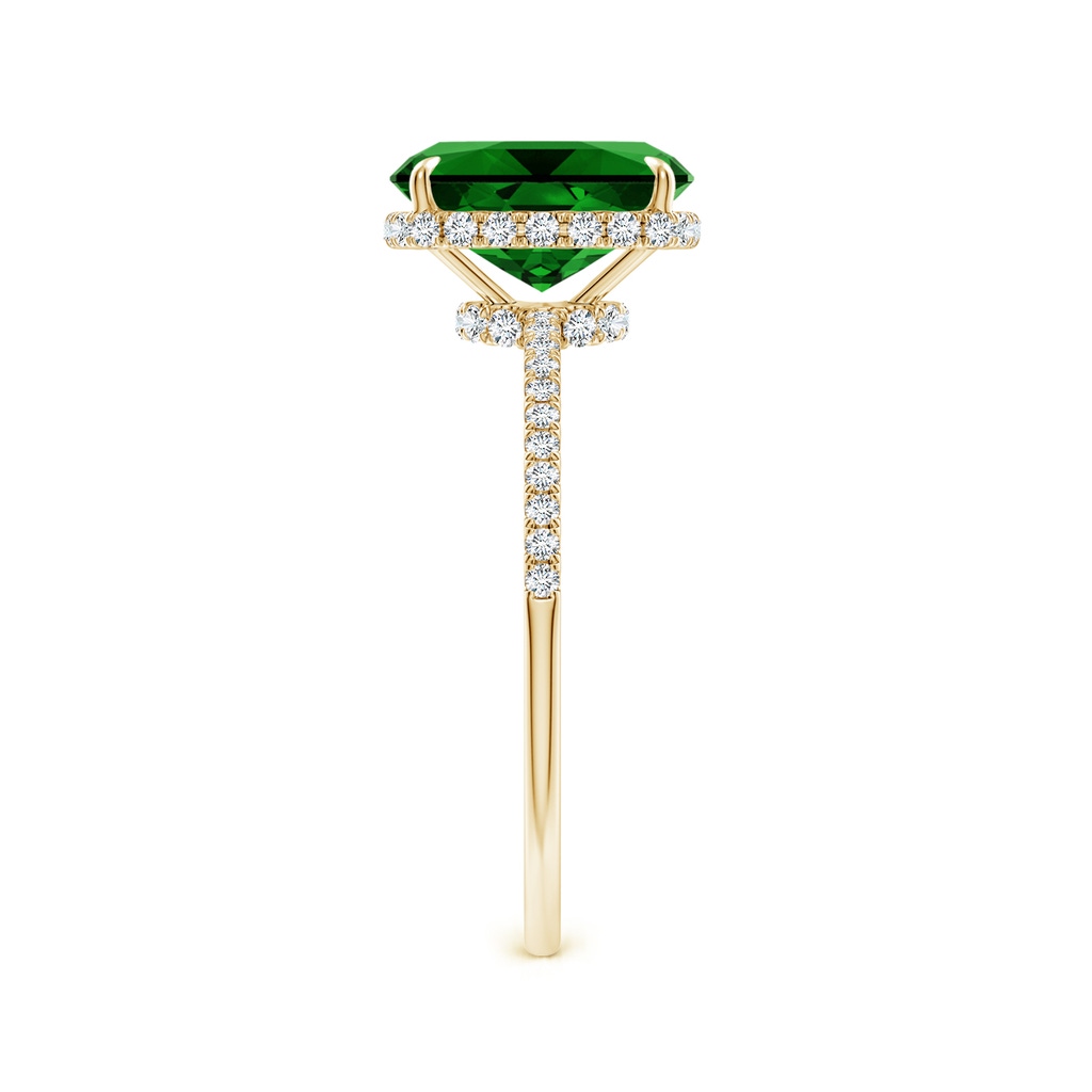 9x7mm Labgrown Lab-Grown Thin Shank Cushion Emerald Ring with Diamond Accents in Yellow Gold Side 299