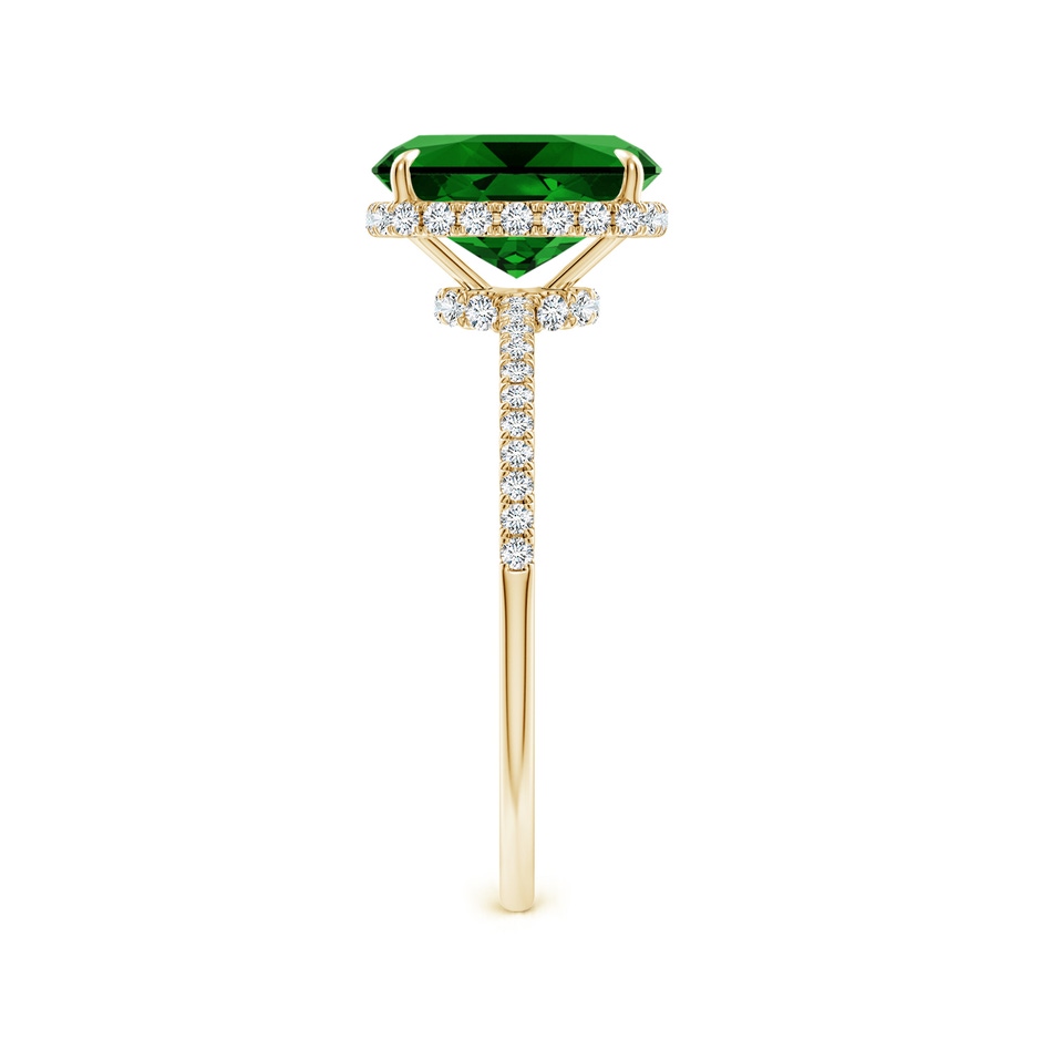 9x7mm Labgrown Lab-Grown Thin Shank Cushion Emerald Ring with Diamond Accents in Yellow Gold side 299