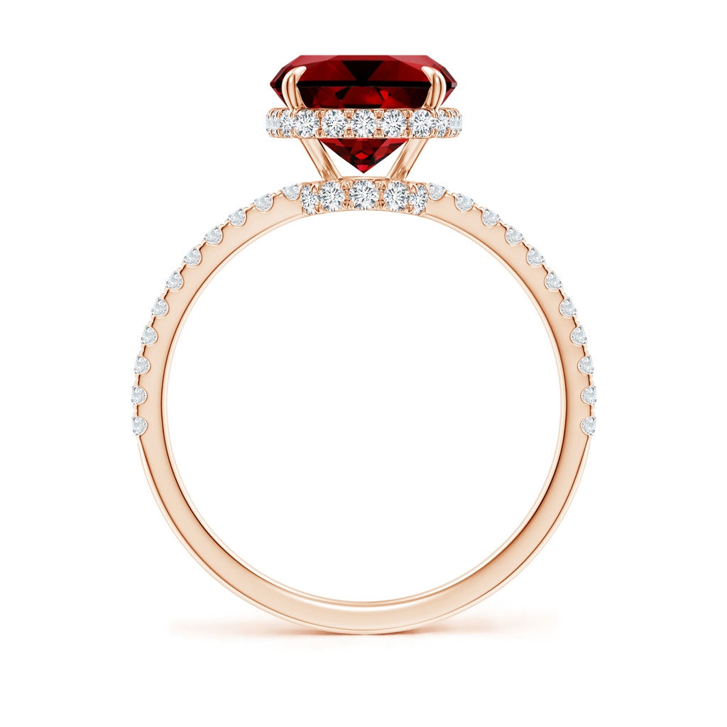 10x8mm Labgrown Lab-Grown Thin Shank Cushion Ruby Ring with Diamond Accents in Rose Gold Side 199