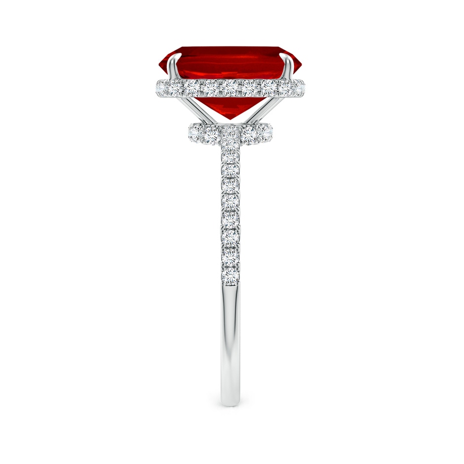 10x8mm Labgrown Lab-Grown Thin Shank Cushion Ruby Ring with Lab Diamond Accents in White Gold side 299