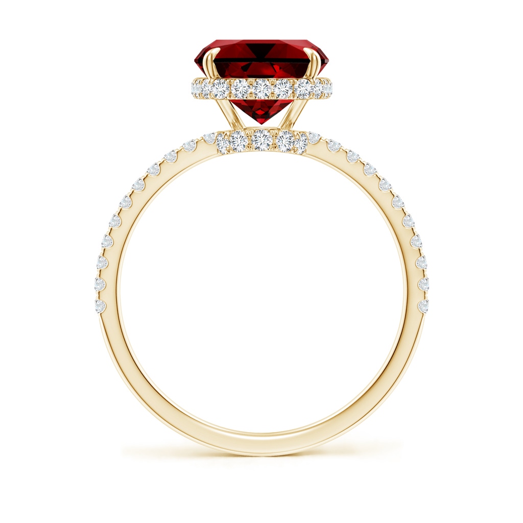 10x8mm Labgrown Lab-Grown Thin Shank Cushion Ruby Ring with Diamond Accents in Yellow Gold Side 199