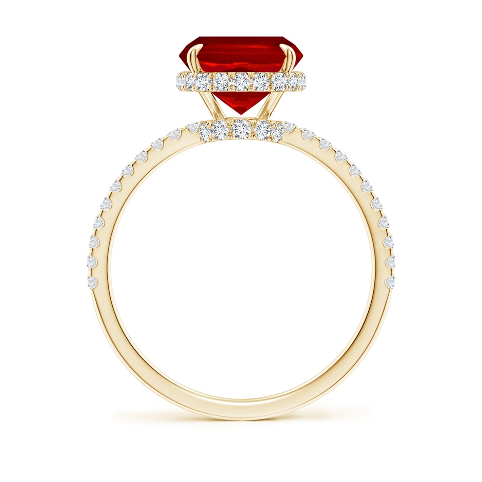 10x8mm Labgrown Lab-Grown Thin Shank Cushion Ruby Ring with Lab Diamond Accents in Yellow Gold side 199