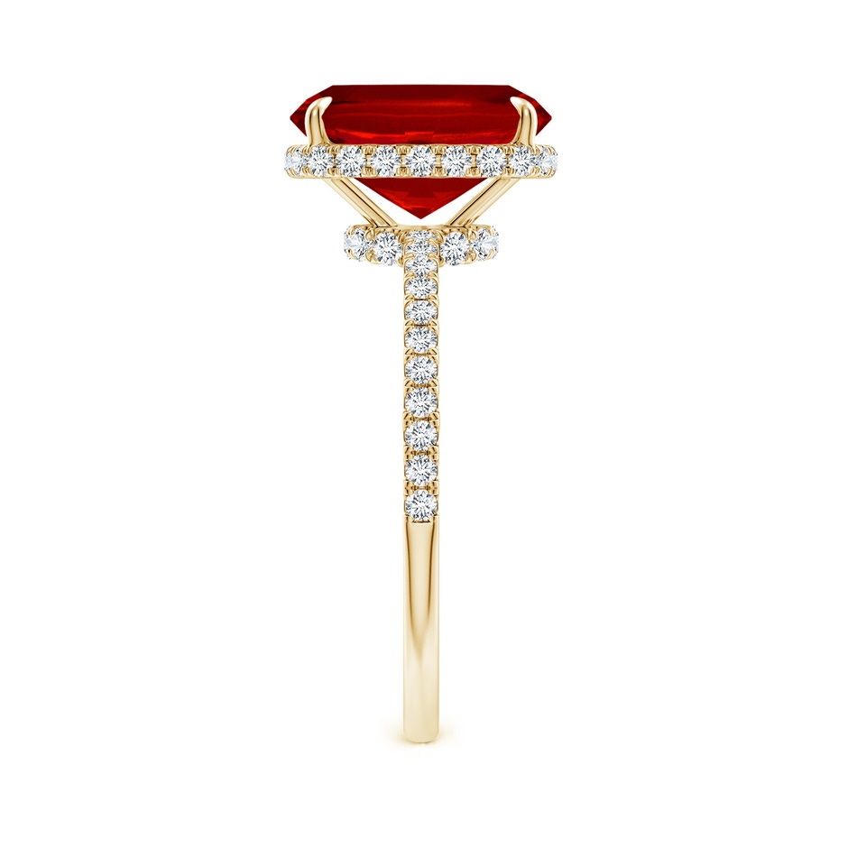 10x8mm Labgrown Lab-Grown Thin Shank Cushion Ruby Ring with Lab Diamond Accents in Yellow Gold side 299