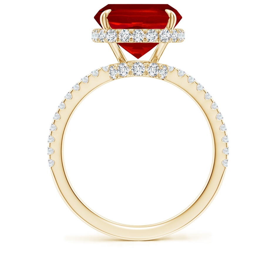 12x10mm Labgrown Lab-Grown Thin Shank Cushion Ruby Ring with Lab Diamond Accents in Yellow Gold side 199