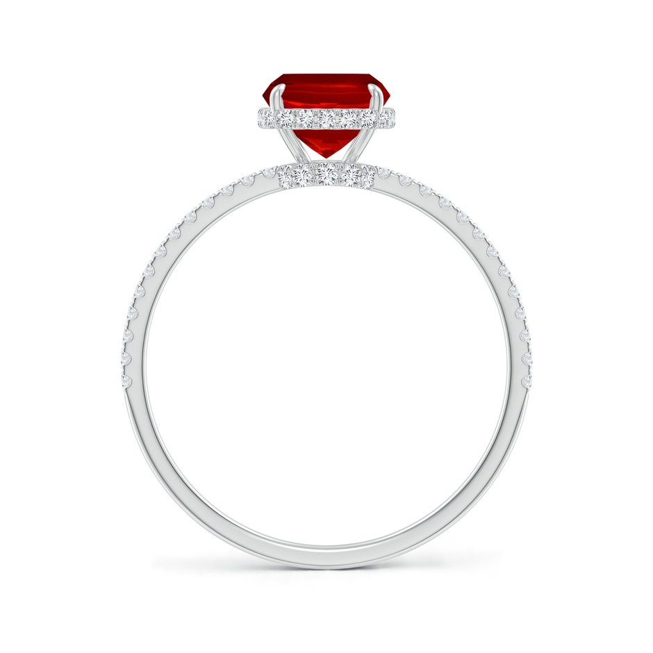 8x6mm Labgrown Lab-Grown Thin Shank Cushion Ruby Ring with Lab Diamond Accents in 18K White Gold side 199