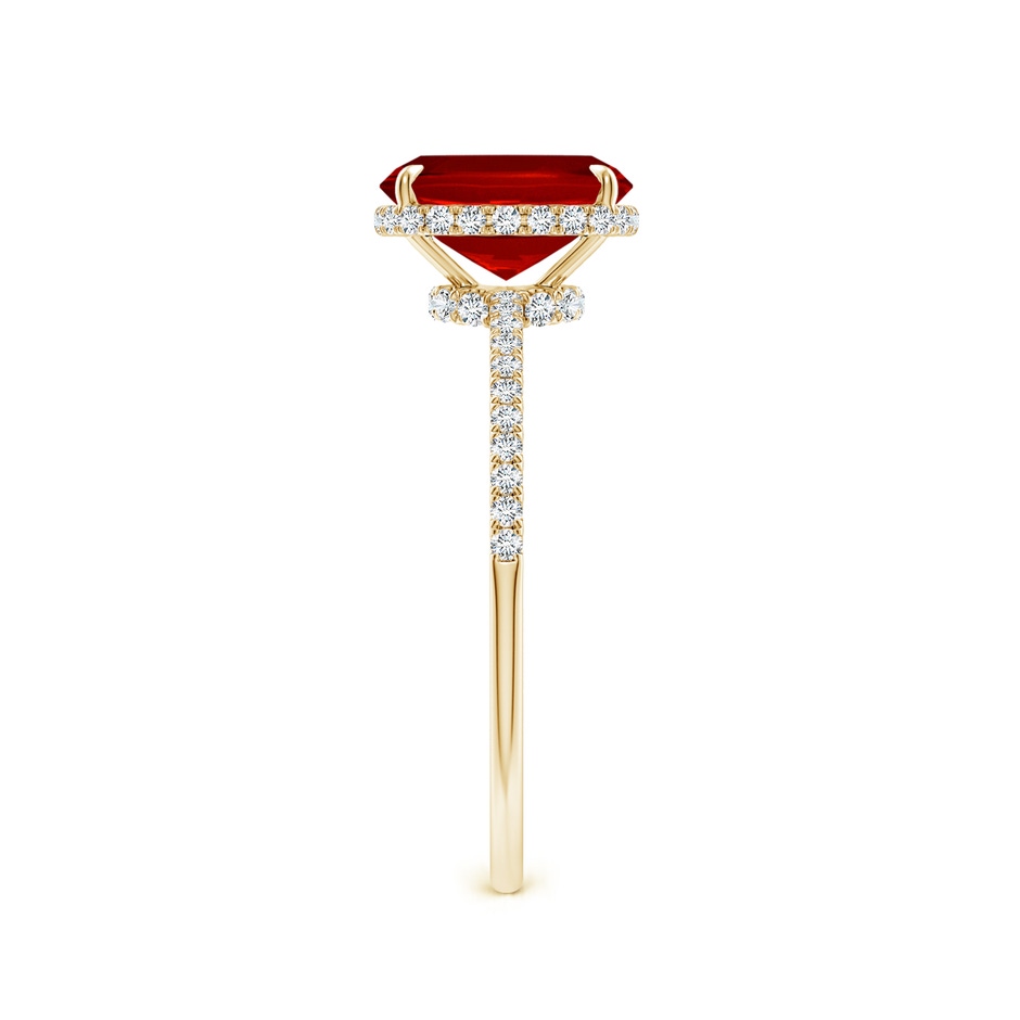 8x6mm Labgrown Lab-Grown Thin Shank Cushion Ruby Ring with Lab Diamond Accents in 9K Yellow Gold side 299