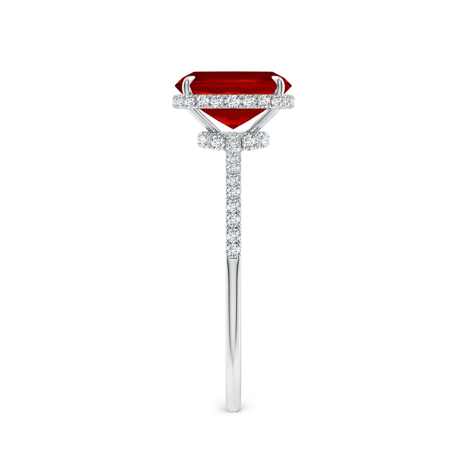 8x6mm Labgrown Lab-Grown Thin Shank Cushion Ruby Ring with Lab Diamond Accents in White Gold side 299