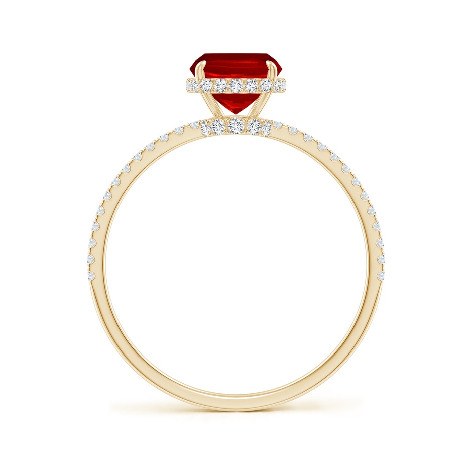 8x6mm Labgrown Lab-Grown Thin Shank Cushion Ruby Ring with Lab Diamond Accents in Yellow Gold side 199