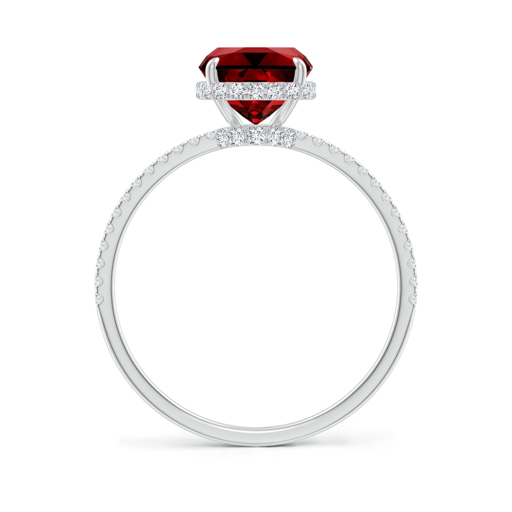 9x7mm Labgrown Lab-Grown Thin Shank Cushion Ruby Ring with Diamond Accents in White Gold Side 199